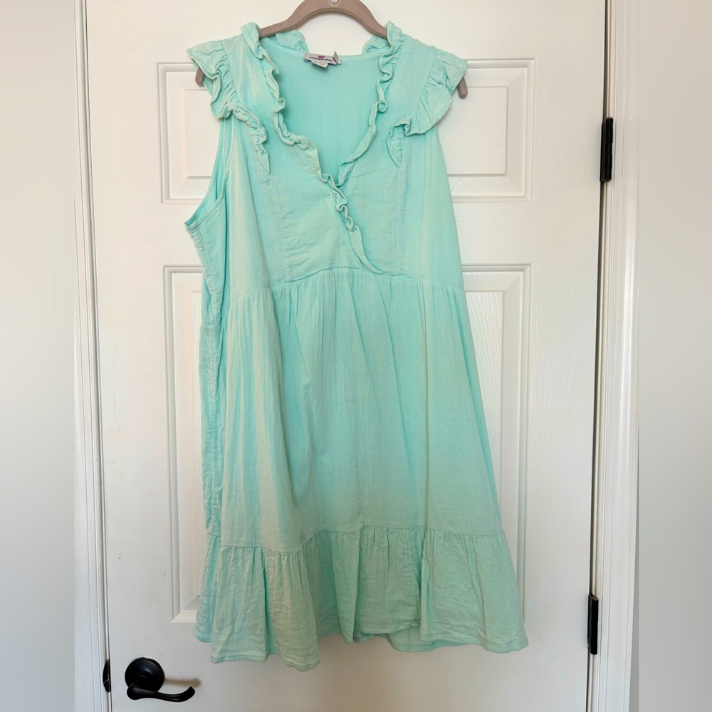 Vineyard Vines Light Green Ruffle Dress